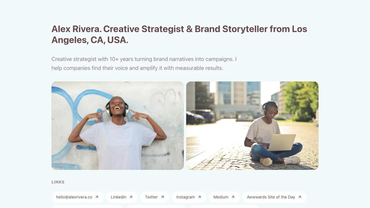 Screenshot of Creative Resume